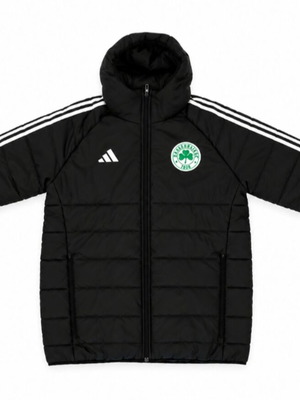 Adidas Panathinaikos FC μαύρο puffer μπουφάν με κουκούλα
