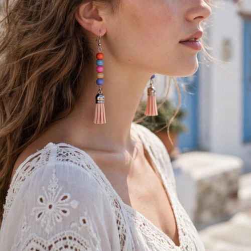 Boho necklace and earrings set new, colorful handmade beads