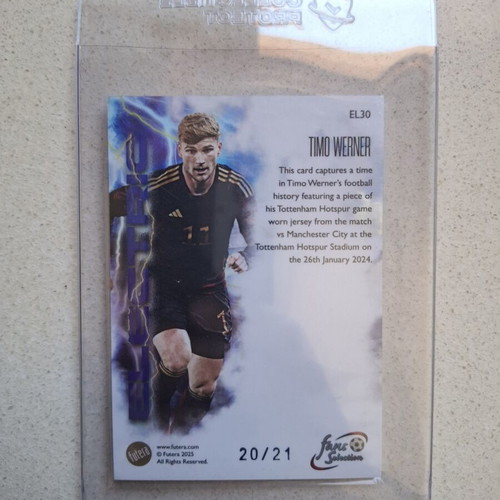 Futera 2025 Timo Werner Electric Jersey Memorabilia 20/21