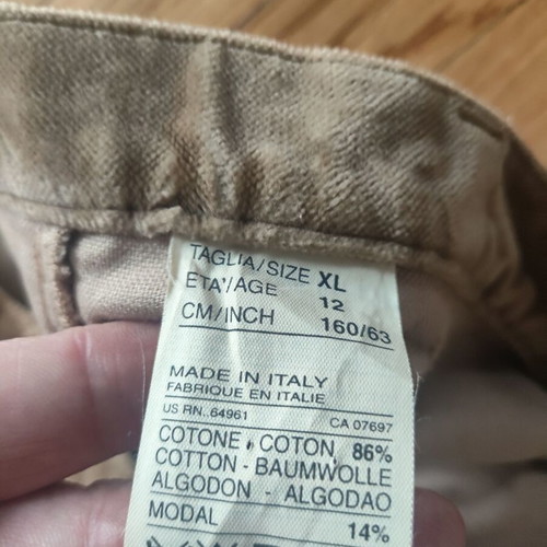 Benetton Cotton Velvet Skirt 12 Years Like New
