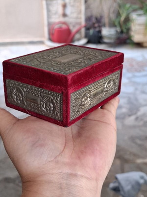 Godinger Baroque Silver Plated Jewelry Box used, vintage velvet case