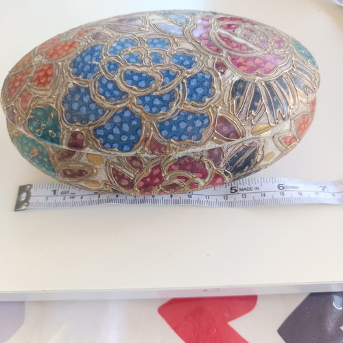 Vintage Royal Satsuma Porcelain Jewelry Box used, hand-painted with 24K gold