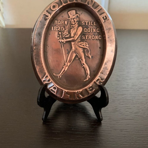 Johnnie Walker oval decorative copper item used