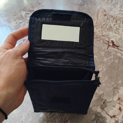 Μπλε τσαντάκι pouch mini organizer μεταχειρισμένο με καθρέφτη