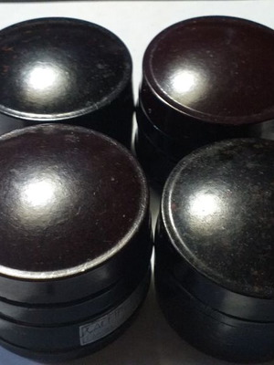 Callidermine collectible cream jars set of 4, glass with plastic lid