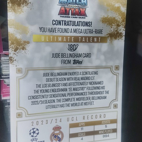 Jude Bellingham Maestro Topps Match Attax 2024 Chrome card