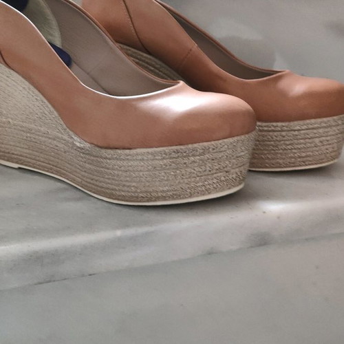 Platform shoes size 39 used, tan color