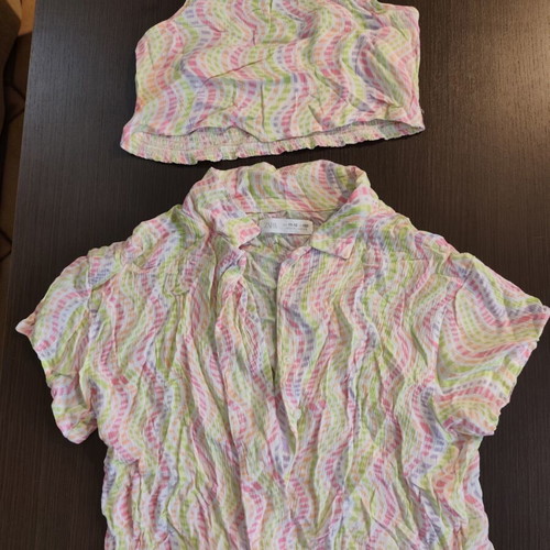 Zara Kids colorful set with shirt and crop top like new
