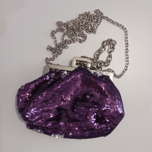 Purple evening bag with sequins