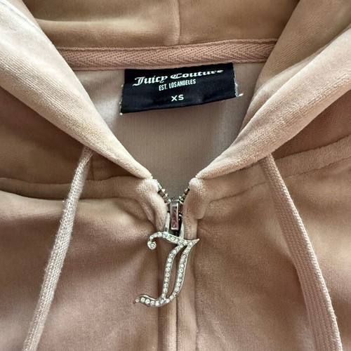 Juicy Couture Velour Diamante Robertson Hoodie like new, XS, beige brown