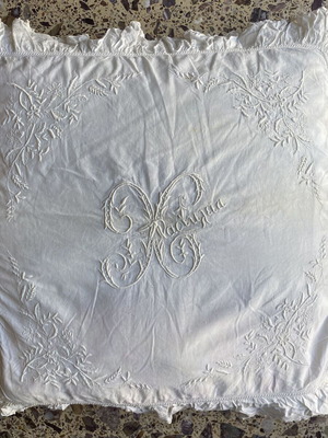 Vintage decorative pillowcase Harikleia, handmade, used, 69x69 cm
