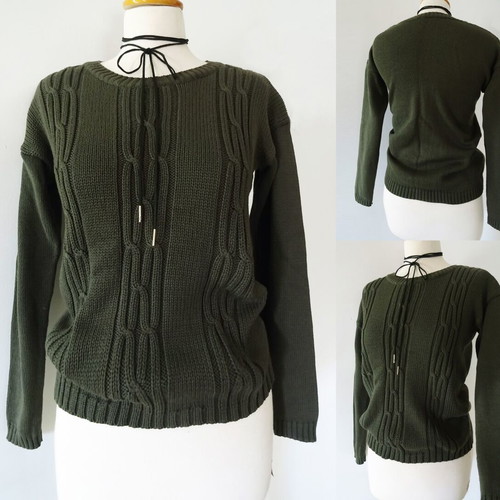 Knitted sweater new, khaki, size S
