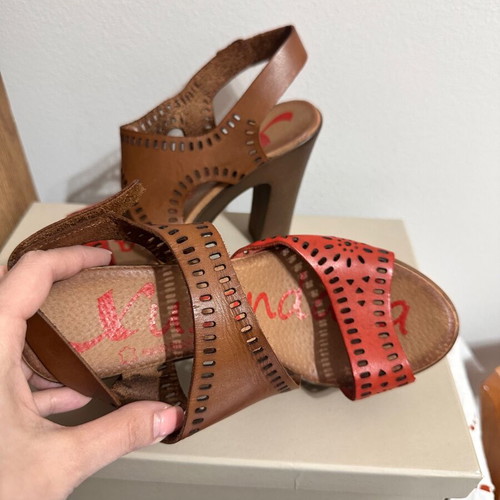 Xusandalia leather sandals like new, brown and coral, size 36