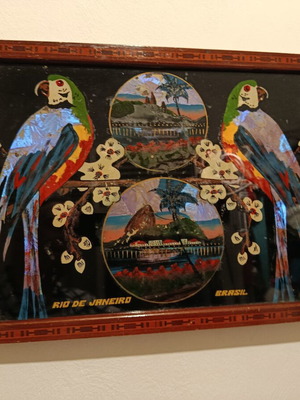 Serving tray souvenir from Rio de Janeiro with iridescent decoration