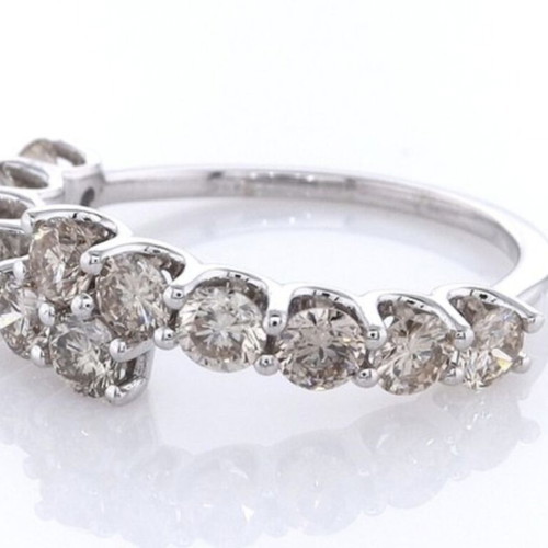White Gold Ring 14K with 12 Natural Diamonds 1.64 Carats New