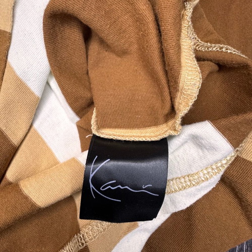 Karl Kani Stripe Tee L used, brown-white 90s hip-hop style