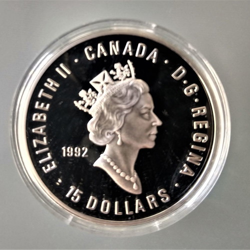 Canada 15 dollars 1992 silver proof coin used