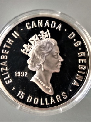 Canada 15 dollars 1992 silver proof coin used