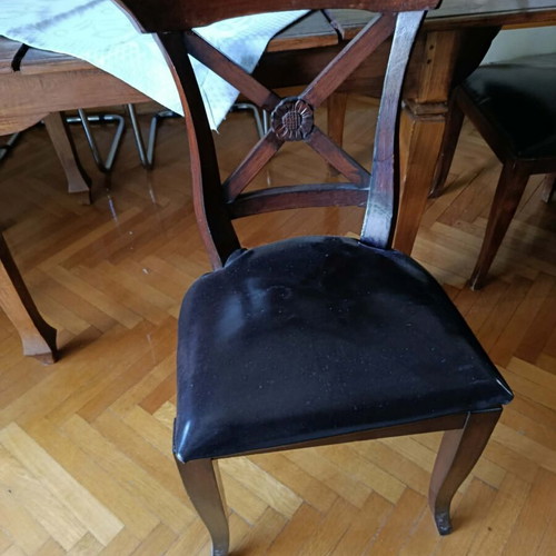 Wooden chair solid wood with leatherette seat, like new, set of 2