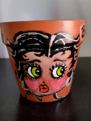 Πήλινο γλαστράκι Betty Boop με χειροποίητη ζωγραφιά καινούργιο