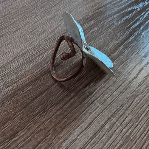 Flower ring handmade adjustable, like new