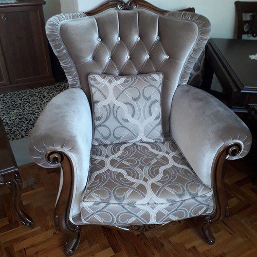 Sofa set with armchair, 2-seat and 3-seat, new grey velvet