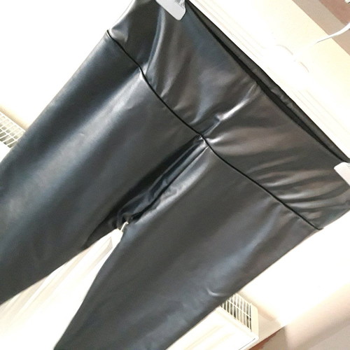Black leather women's leggings XL new