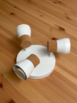 Brilliant Moka ceiling light like new with white base and cork diffuser