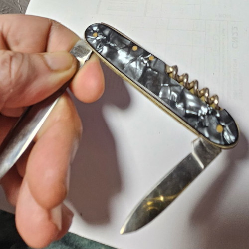 Vintage Inox Solingen Multitool Knife gray pearl used