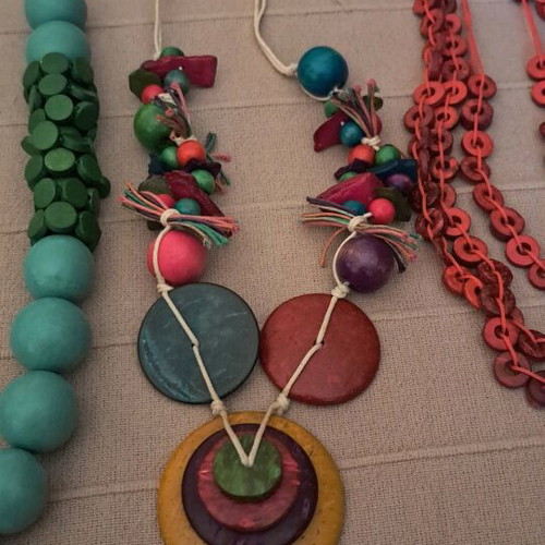 Long necklaces with stones and wood, set of 4, like new