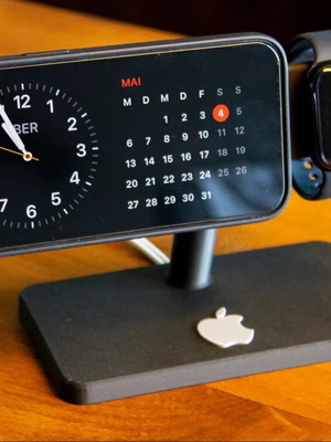Минималистична 2-в-1 стойка за зареждане за iPhone (MagSafe) и Apple Watch, нова