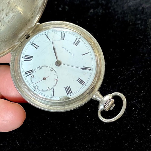 Silver pocket watch used, 50mm diameter, from 1900
