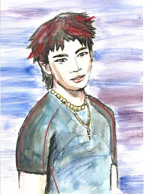 Fan art σχέδιο Hyunjin των Stray Kids καινούργιο, χειροποίητο