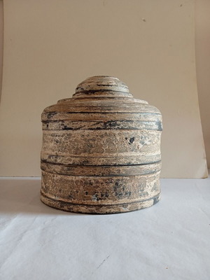 Wooden circular storage container handmade new