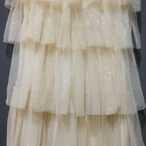 Lynne dress with tulle and glitter like new, beige and gold