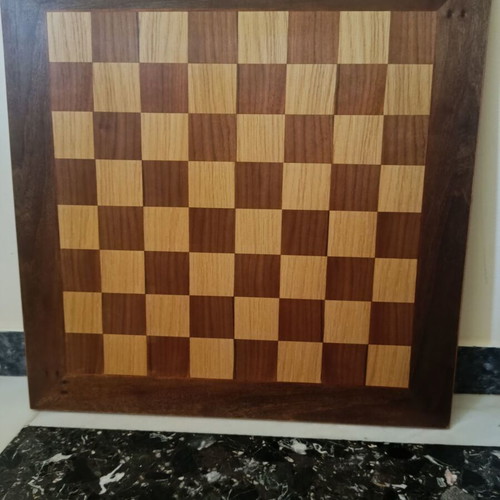 Handmade wooden chessboard with walnut and maple veneer 53.5x53.5 cm new