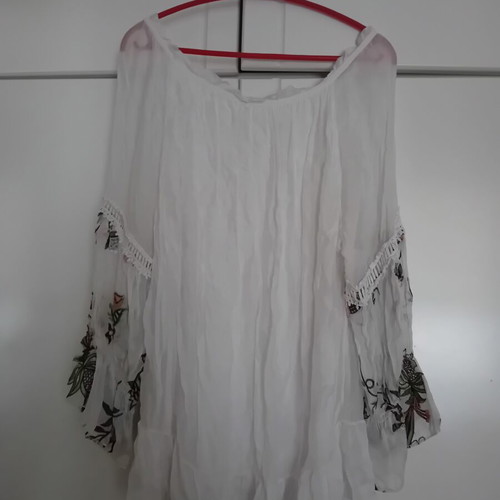 Women's blouse kaftan with lining, one size, white