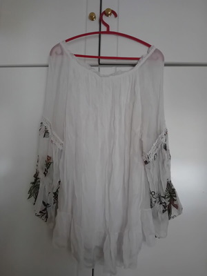 Women's blouse kaftan with lining, one size, white