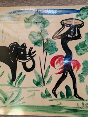 African painting used, on wood