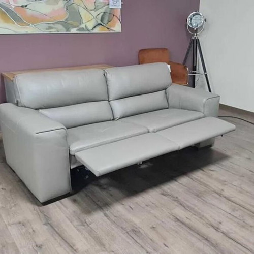Cubo three-seater sofa new, beige, Italian natural leather with relax mechanism