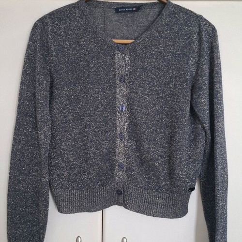 River Woods short cardigan grey lurex like new, size XS