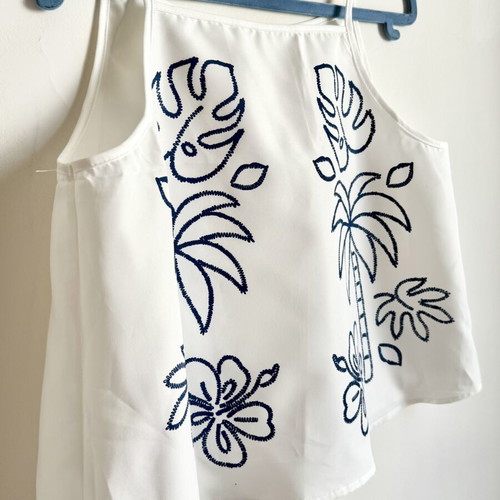 Shein White Tropical Printed Cami Top Size M New