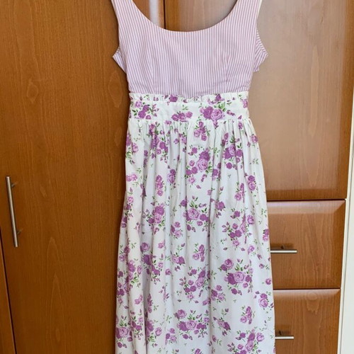 Milkwhite midi dress like new, size M, pink multicolor