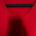  Φόρεμα κόκκινο πλεκτή ύφανση με ζώνη