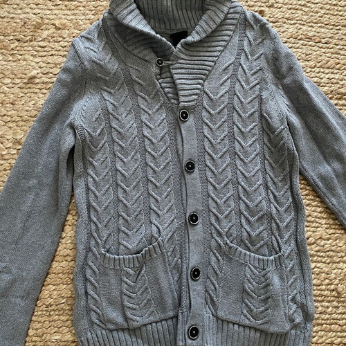H&M Gray Woolen Long-Sleeve Men's Cardigan used, size S
