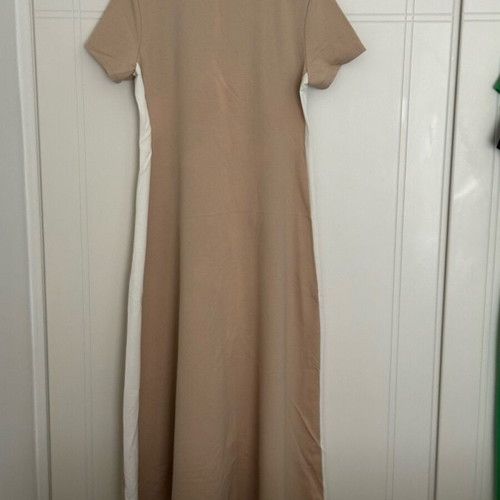 Maxi dress two-tone with zipper, beige, size XL
