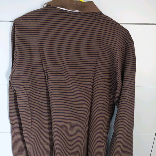 Lacoste long-sleeve polo shirt size L like new, slim fit, blue and brown