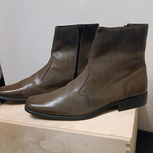 Men's brown leather boots new No 44 Italian made