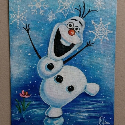 Olaf Frozen painting hand-painted art panel new 18x23 cm