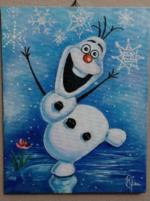 Olaf Frozen painting hand-painted art panel new 18x23 cm